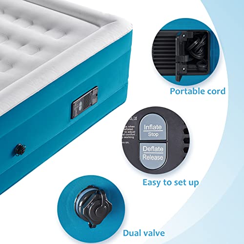  Queen Air Mattress Odor Free, Blow Up Mattress Built In Automatic Pump, Adjustable Double High Air Bed Inflatable To 18 Inches For Camping Travel Or Extra Bed, 78"x60"