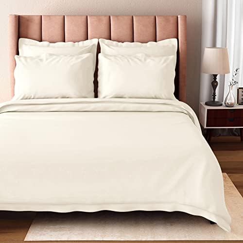  BIOWEAVES 100% Organic Cotton Full/Queen Duvet Cover Set, 3-Piece, 300 Thread Count Sateen Weave GOTS Certified Comforter Cover With Buttoned Closure And 2 Pillow Shams – White, 90x90 Inches