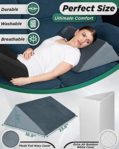  Lunix LX14 1pc Orthopedic Knee Wedge Pillow, Extra Cover Included, Post Surgery Memory Foam For Back, Leg, Pain Relief, Sitting Pillow, Triangle Pillow For Knee Support, Adjustable Pillows For Reading