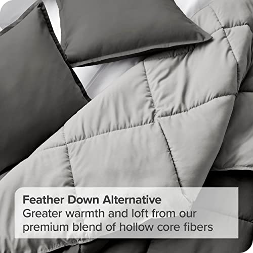  King/California King Comforter - Reversible Colors - Goose Down Alternative - Ultra-Soft - Premium 1800 Series - All Season Warmth - Bedding Comforter (King/Cal King, Grey/Light Grey)