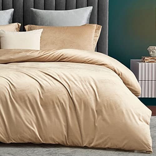  Duvet Cover Queen Size, Ultra Soft Velvet Duvet Cover Set With Zipper Closure, Plush Velvet Duvet Cover Brushed Microfiber Bedding, 1 Duvet Cover 90"x90" And 2 Pillow Shams (Blue)