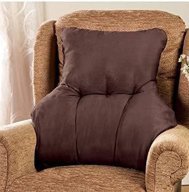  Chums | Faux Suede Back Rest Lumbar Support Cushion | Coffee
