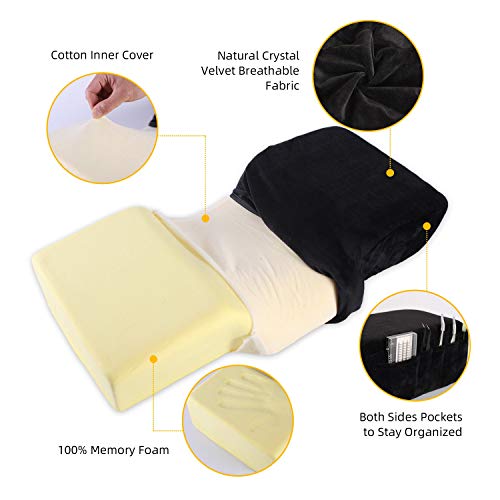  Lash Pillow Neck Support Eyelash Extension Pillow, Soft Memory Foam Grafting Beauty Salon Pillow, Cervical Pillows Support For Protecting The Neck With Velvet Pillow Case With Pockets Black