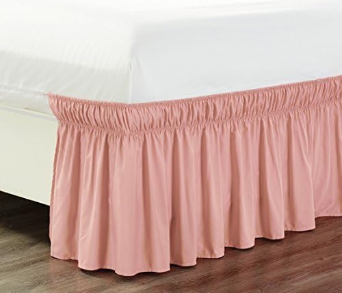 Wrap Around 18" Inch Fall White Ruffled Elastic Solid Bed Skirt Fits All Twin And Full Size Bedding High Thread Count Microfiber Dust Ruffle, Silky Soft & Wrinkle Free.
