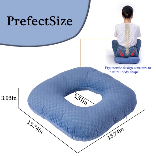  Wuronsa Donut Pillow For Tailbone Pain Relief Seat Cushion, Orthopedic Hemorrhoid Pillow, Postpartum Pregnancy Pressure Ulcer Pillow, Sitting Pressure Relief, For Home, Office, And Car (Blue)