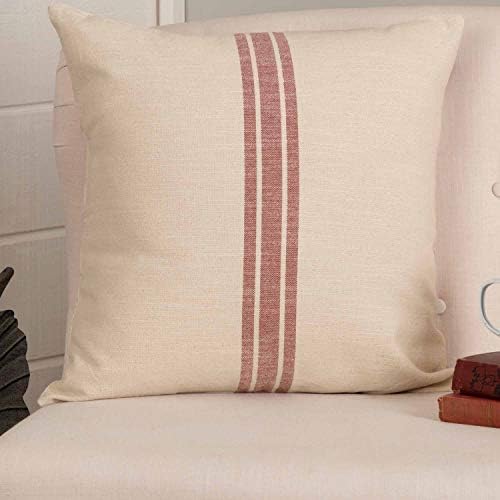  Market Place Red Queen Quilt, 100% Cotton Quilted Bedspread With Red Ticking, Hand Quilted Grain Sack Bed Spread Bedding For Boho, Shabby Chic And Rustic Farmhouse Decor (90”x90”)