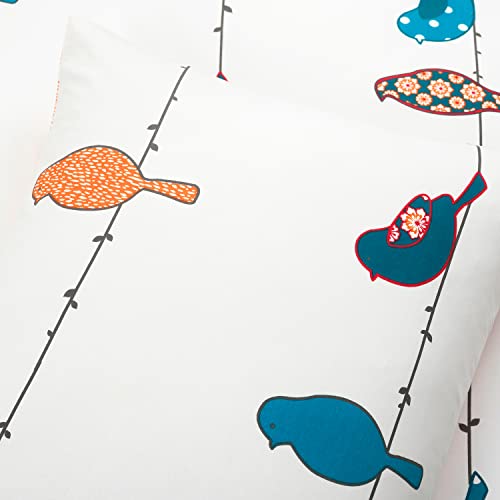  Rowley Birds Duvet 3 Piece Bedding Set With Floral Animal Bird Print, Full/Queen, Multi
