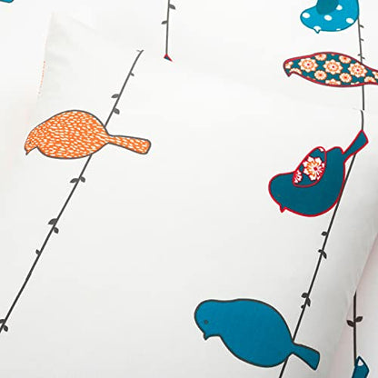  Rowley Birds Duvet 3 Piece Bedding Set With Floral Animal Bird Print, Full/Queen, Multi