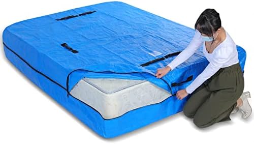  Mattress Bag For Moving And Storage With 11 Handles, King Size, Reusable Extra Thick Mattress Protector With Zipper Closure, Heavy Duty Waterproof Transport Cover