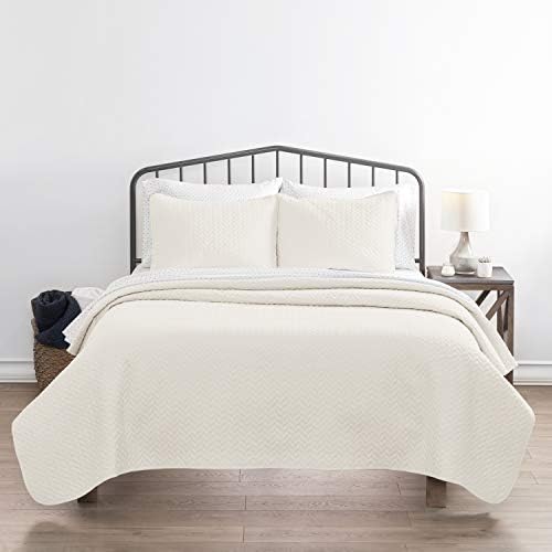  Linen Market 3 Piece White Quilt Queen Size Bed Set - A Lightweight Bedspread & Machine Washable Quilts - Includes Quilted Coverlet And Two Pillow Shams - Perfect Bedding Quilts
