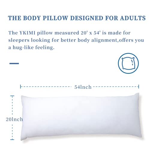  Large Body Pillows For Adults,Premium Full Body Pillow Insert For Side Sleeper, Soft & Fluffy Long Pillow For Bed, Machine Washable, White, 20x54 Inches