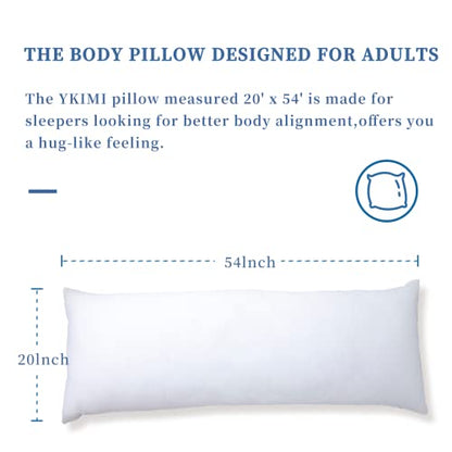  Large Body Pillows For Adults,Premium Full Body Pillow Insert For Side Sleeper, Soft & Fluffy Long Pillow For Bed, Machine Washable, White, 20x54 Inches