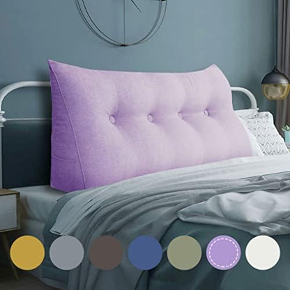  WOWMAX Large Bolster Triangular Headboard Pillow Twin Dorm Headboard Twin XL Bed Wedge Pillow For Headboard Bolster Pillow For Bed With Removable Cover, Gray Polyester Linen Blend Twin