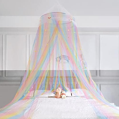  FIOBEE Bed Canopy Bed Curtains Mosquito Net Room Décor With Stars For Bedroom, Blue