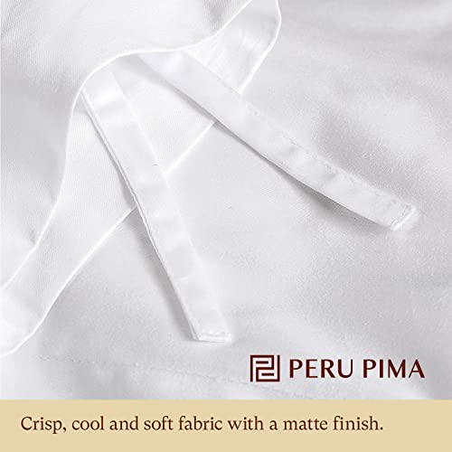  415 Thread Count Percale Duvet Cover Set - 100% Peruvian Pima Cotton - Premium And Breathable With Hidden Zip Closure - White Solid Color - Twin/Twin XL Size, 2 Piece Duvet Cover Set