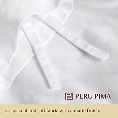  415 Thread Count Percale Duvet Cover Set - 100% Peruvian Pima Cotton - Premium And Breathable With Hidden Zip Closure - White Solid Color - Twin/Twin XL Size, 2 Piece Duvet Cover Set