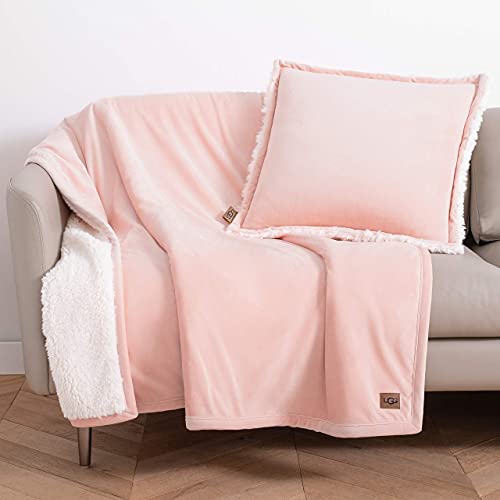 Ugg Bliss Sherpa Throw Blanket - Plush Oversized Reversible Accent Blanket - 50” X 70” - Quartz