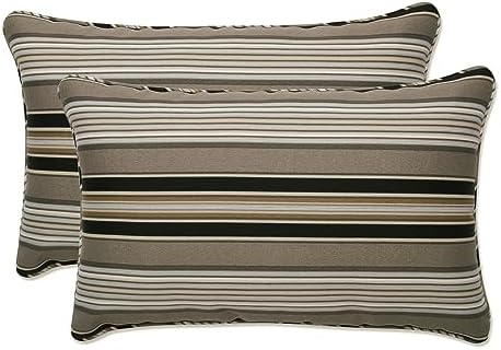  Pillow Perfect Stripe Outdoor Throw Accent Pillow, Plush Fill, Weather, And Fade Resistant, Large Square - 18.5" X 18.5", Blue/Green Topanga, 2 Count