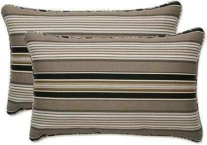 Pillow Perfect Stripe Outdoor Throw Accent Pillow, Plush Fill, Weather, And Fade Resistant, Small Lumbar - 11.5" X 18.5", Blue/Green Topanga, 2 Count