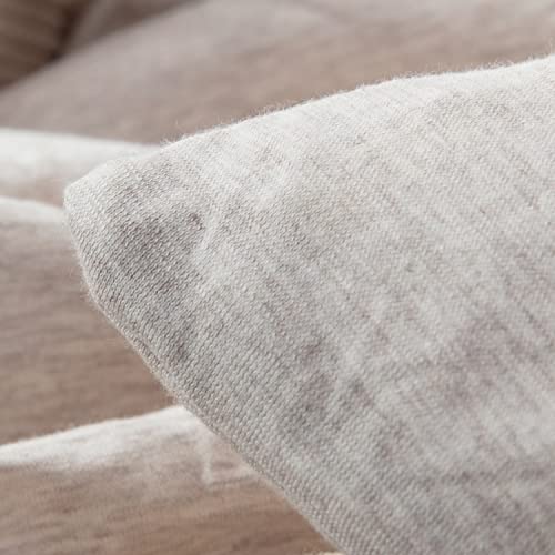  LIFETOWN 100% Jersey Knit Cotton Duvet Cover Set T-Shirt Feel Bedding Set Ultra Soft Wrinkle-Free (Beige, Queen)