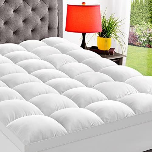  ELEMUSE Twin XL Cooling Mattress Topper For College Dorm, Thick Extra Long Twin Mattress Pad Cover For Back Pain, Plush Soft Pillowtop With Elastic Deep Pocket, Overfilled Down Alternative Filling