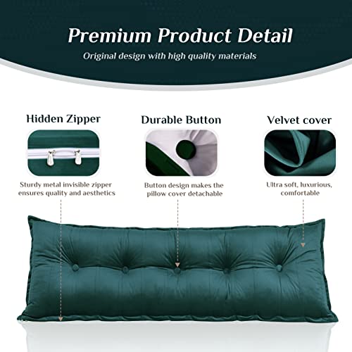  Rectangular Headboard Body Reading Pillow Bedside Oversized Throw Cushion Extra Large Backrest Lumbar Pillows Positioning Back Support Bolster For Bed Sofa Couch Velvet Grey Queen