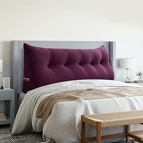  VERCART Large Headboard Pillow Wedge Bed Rest Reading Pillow Daybed Pillows Triangular Headboard Wedge Pillows Bolster Gap Filler Triangle Back Cushion Long Wedge Pillow, Velvet Light Gray Twin