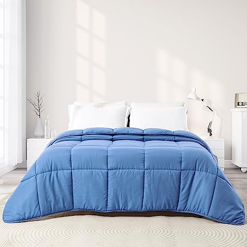  Ousidan Reversible Comforter Twin Size Down Alternative Quilt With Corner Tabs,Brushed Microfiber Cover Black/Dark Grey Comforter,Machine Washable,68x90Inches
