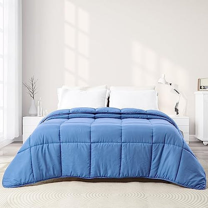  Ousidan Reversible Comforter Twin Size Down Alternative Quilt With Corner Tabs,Brushed Microfiber Cover Black/Dark Grey Comforter,Machine Washable,68x90Inches