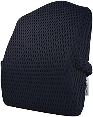 Sleep Science Patented Premium Ergonomic Back Pain Relief Memory Foam Lumbar Pillow Back Cushion For Office Chairs Recliners Sofas Extra Wide Extra Large Navy Blue 18 * 18 * 5in