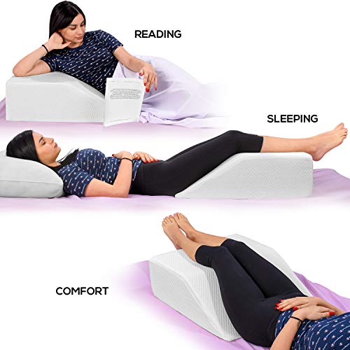  Ebung Memory Foam Leg Elevation Pillows - Leg Support Pillow To Elevate Feet, Sleeping, Blood Circulation, Leg Swelling Relief, Sciatica Pain Relief, Back Pain & Pregnancy - Leg Wedges For Elevation