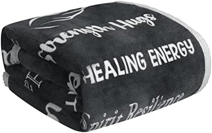  Breast Cancer Gifts For Women Fleece Healing Thoughts Blanket Super Soft & Warm Get Well Breast Cancer Blanket Sympathy Gift With Inspirational Positive Energy (50"x60", Pink)