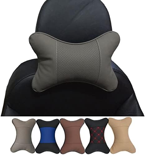  Yuhuru Car Neck Pillows Both Side Pu Leather 2pieces Pack Headrest Fit For Most Cars Universal Heatrests Pillow For Home And Office Chair (Black)