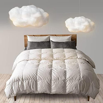  Ll Season Down Comforter - Ultra Soft Duvet Insert, 100% Cotton Shell, 50% Down & 50% Feather Real Filling, Breathable, Machine Washable (White, King Size)