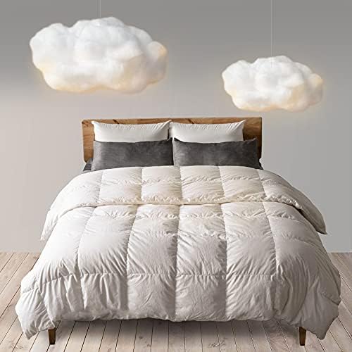  Ll Season Down Comforter - Ultra Soft Duvet Insert, 100% Cotton Shell, 50% Down & 50% Feather Real Filling, Breathable, Machine Washable (White, King Size)