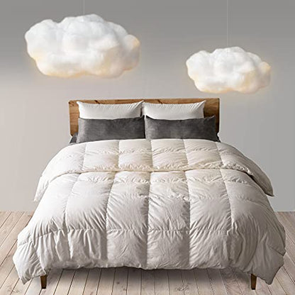  Ll Season Down Comforter - Ultra Soft Duvet Insert, 100% Cotton Shell, 50% Down & 50% Feather Real Filling, Breathable, Machine Washable (White, King Size)