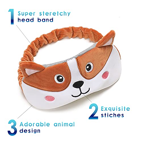  Travel Pillow For Kids And Adults, Cute Animal Memory Foam Neck Pillow With Soft Fleece Cover And Eye Mask Set, Airplane Pillow Travel Kit With Drawstring Organizer Bag, Machine Washable (Puppy)