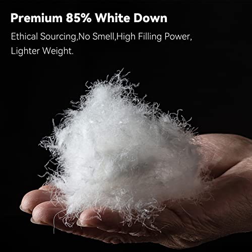  Down Comforter King Size-750 Fill Power-Fluffy Ultra Soft All Season Duvet Insert, Luxury Noiseless Fabric Reversible Colors-Lightweight 41 Ounce Fill (Gray,106”L X 90”W)