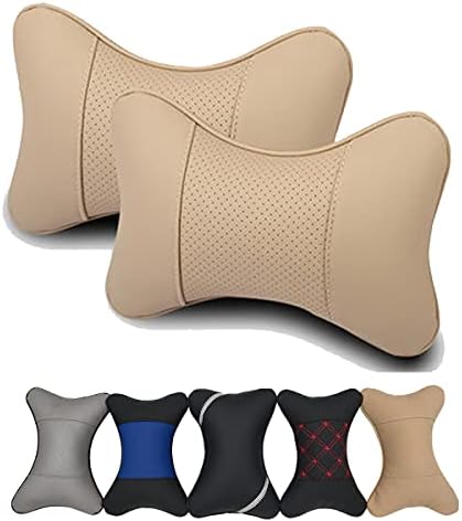  Yuhuru Car Neck Pillows Both Side Pu Leather 2pieces Pack Headrest Fit For Most Cars Universal Heatrests Pillow For Home And Office Chair (Black)