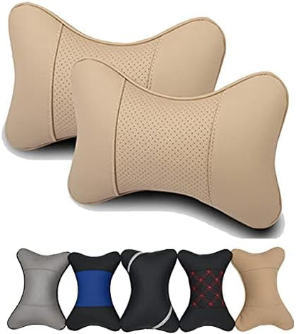  Yuhuru Car Neck Pillows Both Side Pu Leather 2pieces Pack Headrest Fit For Most Cars Universal Heatrests Pillow For Home And Office Chair (Black)