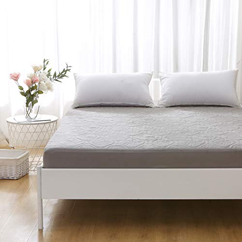  Twin XL Mattress Protector Waterproof Quilted Mattress Pad Cover Fitted Sheet Style 18" Deep Pocket Gray Twin Extra Long Size