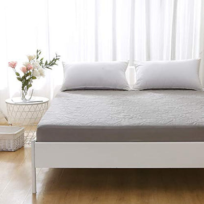  Twin XL Mattress Protector Waterproof Quilted Mattress Pad Cover Fitted Sheet Style 18" Deep Pocket Gray Twin Extra Long Size
