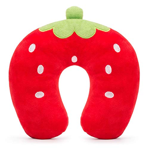  GLCS GLAUCUS Kids Travel Pillow For Airplane Car Seat Cute Animal Neck Pillow Comortable U Shaped Head Chin Support Pillow Travel Essentials For Toddlers Adults Road Trip Strawberry