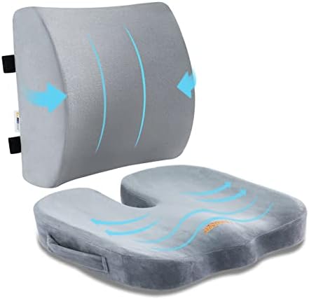  SAIREIDER Comfortable Lumbar Support Pillow For Office Chair, Memory Foam Back Support Pillows For Car、Gaming Chair、 Home Chair, Back Pain Relief Improve Posture, Double Adjustable Straps(Black)