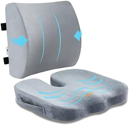  SAIREIDER Comfortable Lumbar Support Pillow For Office Chair, Memory Foam Back Support Pillows For Car、Gaming Chair、 Home Chair, Back Pain Relief Improve Posture, Double Adjustable Straps(Black)