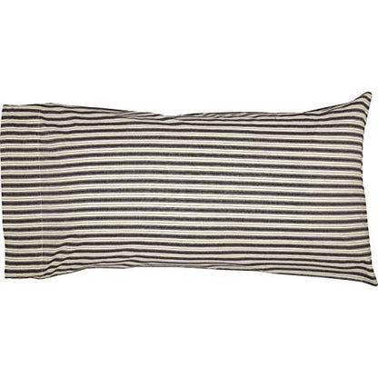  Ashmont Ticking Striped Cotton Farmhouse King Bedding Accessory, Pillowcase Set 21x40, Charcoal Grey