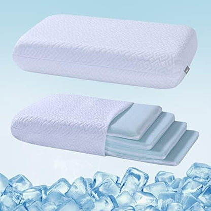  LOFE King Adjustable Memory Foam Pillow - 4 Heights From 1.2 To 4.8in, Cervical Pillow For Neck Pain Relief, Neck Support Pillow For Side Sleepers, Back/Stomach Sleepers, A Bamboo Cover, CertiPUR-US