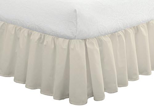  Bedding Ruffled Bedskirt, Classic 14” Drop Length, Gathered Styling, Queen, Ivory (FRE30114IVOR03)