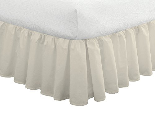  Bedding Ruffled Bedskirt, Classic 14” Drop Length, Gathered Styling, Queen, Ivory (FRE30114IVOR03)