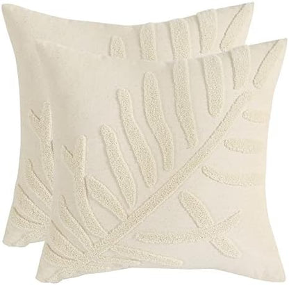  Tosleo Farmhouse Pink Tulip Embroidered Decorative Throw Pillow Covers 18x18 Set Of 2 Flowers Tufted Pillow Cushion Cases Square Floral Cotton Pillowcases For Wedding Sofa Couch Bedroom Living Room